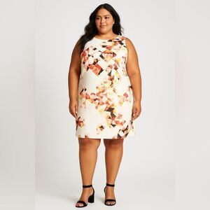 Vince Camuto Cream Sheath Mini Dress Sleeveless Crew Neck